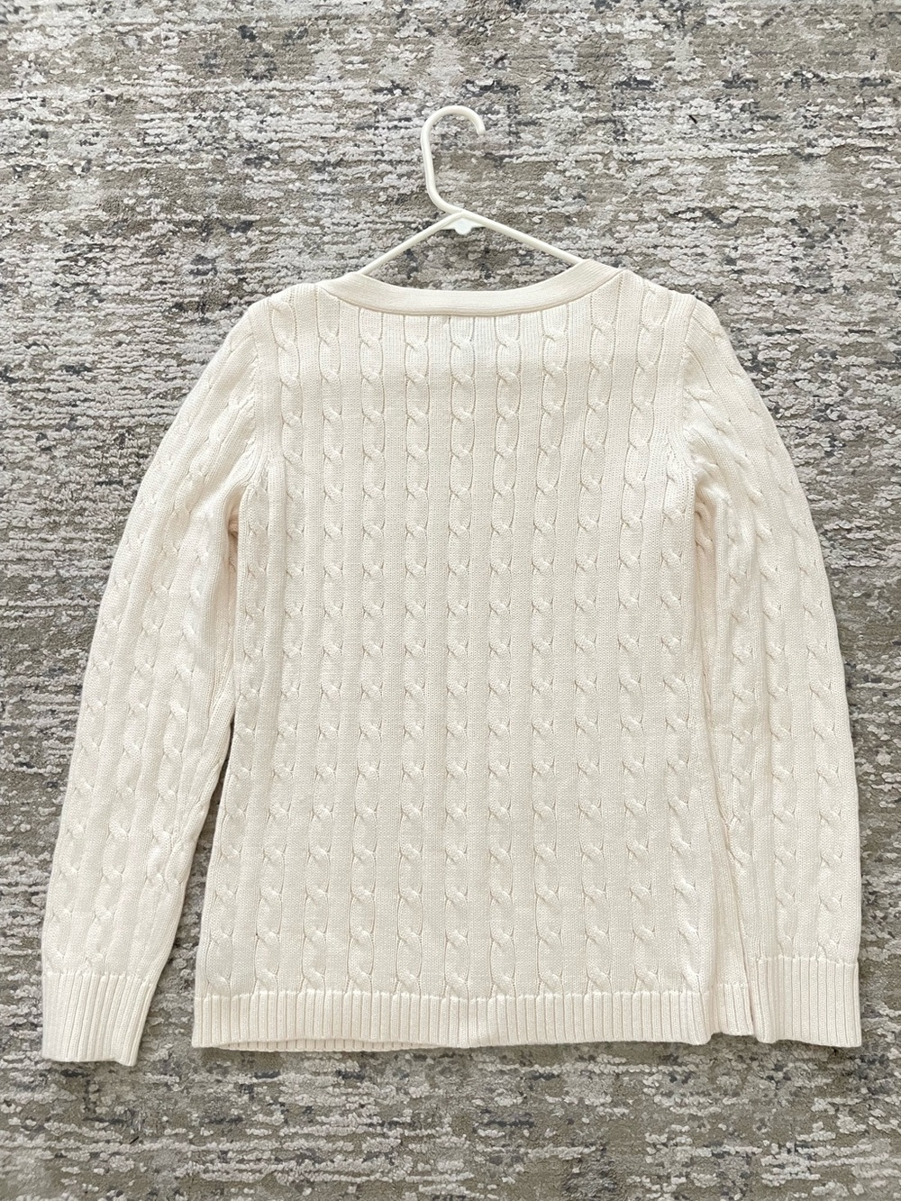 Lauren Ralph Lauren Boat Neck Cable Knit Sweater Gold Button Detail Size L - Picture 2 of 9